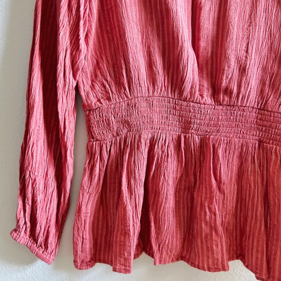 Downeast Pink and White Striped Blouse - Picture 8 of 8